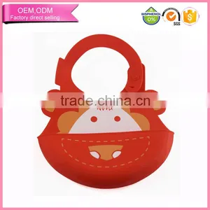 Soft Waterproof Feeding Baby Bibs Silicone With Food Catcher Pocket in Stock thumbnail-3