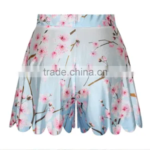 Wholesale Women Skirt Shorts Flowers Print Lace Hem Short Pants N14-1 thumbnail-1