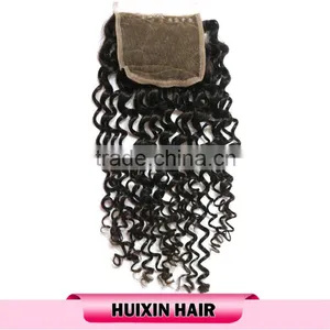 High Quality Grade 8A Virgin Human Hair Brazillian Deep Curly Human Hair Weave Lace Closure thumbnail-1