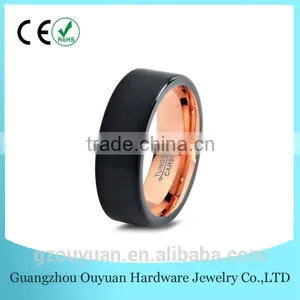 Black Outside Rose Gold Inside Tungsten Ring thumbnail-1