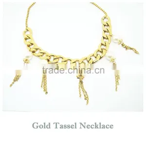 Gold Chain Tassel Stainless Steel Chain Necklace Designs thumbnail-2