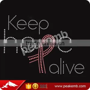 Hotfix Rhinestone Lace Design Crystal Ribbon Keep Hope Alive Motif Heat Transfer thumbnail-1