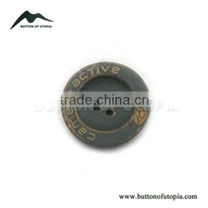 4 Holes 32L and 24L Logo Engraved on Real Buffalo Horn Suit Button in Black Color With Burnt Effect thumbnail-1