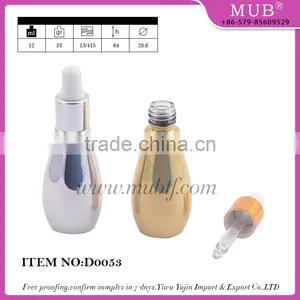 UV Gel Silver Gold Colored Bowling Shaped Glass Dropper Bottle for E-juice, Empty Mini Glass Essential Oil Bottles thumbnail-1