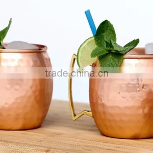 Copper Hammered Moscow Mule Mugs With Straw & Shot Glass thumbnail-1