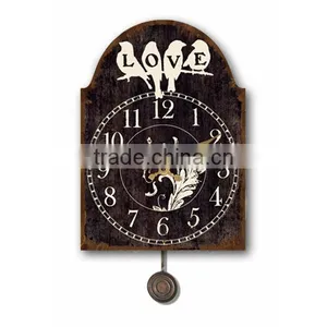 Vintage Metal Curved Decorative Wall Clock With Pendulum thumbnail-1