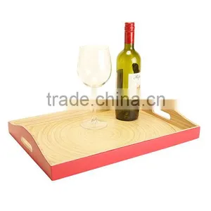High Quality Best Selling Spun Bamboo Rectangle Serving Tray With Handle thumbnail-1