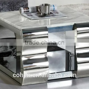 Modern Simple Design Stainless Steel Marble Top Side Corner Table B2033-3 thumbnail-1