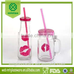 Fancy Bulk Glass Milk Bottles With Mouth Decal thumbnail-1
