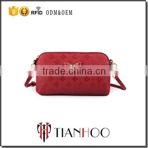 Real Leather Bowknot Zipper Clutch Wallet Smartphone Crossbody Bag for Women Teen Girls thumbnail-1