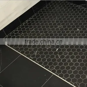 MM-CV234 Beautiful Interior Decoration Natural Stone Hexagonal Black Mosaics Tile thumbnail-2