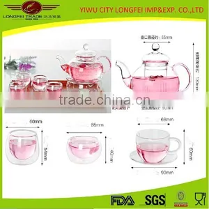 Drinkware Glass Teapot And Warmer Set thumbnail-1