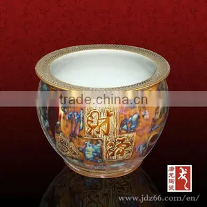 Lovely and Artistic Deign Glazed Chinese Ceramic Cylinder Meaning for Good Luck thumbnail-1