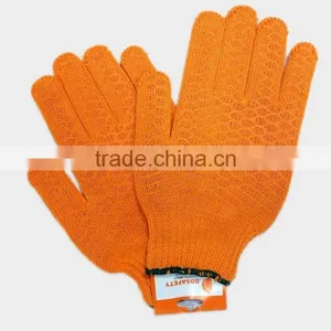 DDsafety Orange Cotton Polyester Knitted Working Gloves With PVC Both Sides thumbnail-3