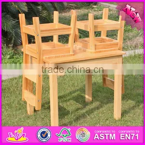 2016 New Design Natural Solid Wooden Children Table and Chairs W08G172 thumbnail-4