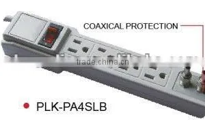 S30019 US Type 4 Outlets Power Strip With Coaxical Protection thumbnail-1