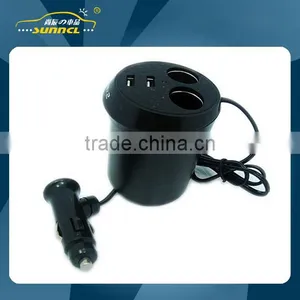 12V 5A , 2 Plug and 2 USB Cigarette Socket Adapter With CE Certification for IPhone , Tablet , Samsung thumbnail-1