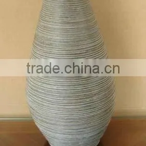 Plastic Rattan Flower Vase With Wooden Linner. thumbnail-1