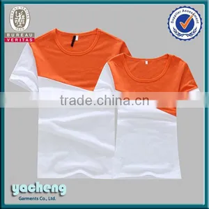 Fashion Custom Round Neck Plain Cut&sew Couple T-shirt thumbnail-1