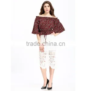 Domin Fashion Latest Printing off Shoulder Top thumbnail-3
