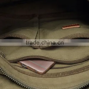 Unisex,Vintage Casual Cotton Canvas Leather Haversack Messenger Bag Courier Bag Haversack, Bookbag ,Shoulder Bag For Men & Women thumbnail-5