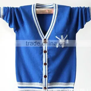 Wholesale Custom OEM Kids Plain Knitting Children Baby Unisex Boys Shcool Cardigan thumbnail-1