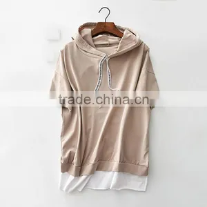 Wholesale Custom 80 Cotton 20 Polyester Women Pullover Short Sleeve Hoody thumbnail-1