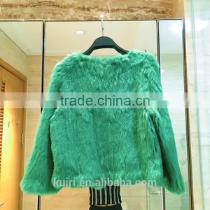 Luxury Knitted Rabbit Fur Coat Women Genuine Rabbit Fur Jacket Fur Waistcoat Colorful thumbnail-3