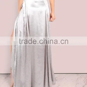 Runwaylover 5481 Europea Sexy Sliver Satin Long Maxi Skirt thumbnail-3