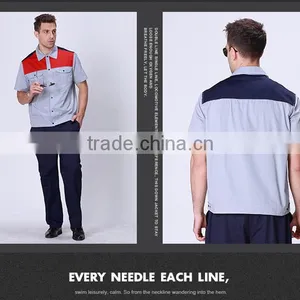 Juqian Mens Working Coverall Workwear Cotton Short Sleeve Summer Industrial Safey Work Uniforms thumbnail-4