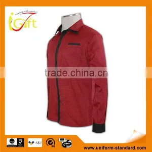 100% Cotton Design China Made Black Brim Mens Maroon Color Cotton Shirt thumbnail-1