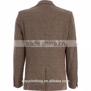 Latest Mens Brown Linen Checked Three-Piece Suits Wholesale thumbnail-2
