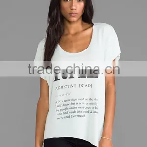 Side Seam Slit Wording Printed T-shirt thumbnail-1