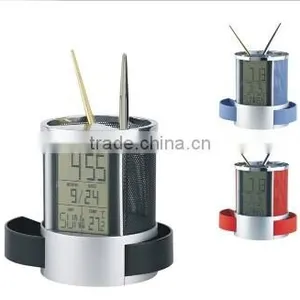 Multifunctional Home Office Digital Snooze Alarm Clock Pen Holder thumbnail-4