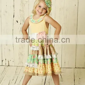 Hot Sale Summer 2pc Children Clothes Flutter Sleeve Knit Cotton Outfit Baby Girl Clothing thumbnail-2