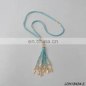Customize Your Charm Leather Beaded Tassel Pendant Necklaces thumbnail-6