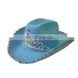 MCH-1475 Party Carnival Funny Cheap Blue Crown Cowgirl Felt Hat thumbnail-1