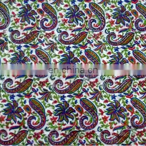 Block Printed Paisley Multi Color Cotton Fabric Sanganeri Jaipuri Wholesale Textile / Fabric / 100% Cotton Fabric thumbnail-1
