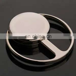 Round Shape Metal Cheap Silver Plated Sublimation Keychain thumbnail-2