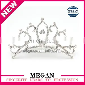 Wholesale Silver Plated Wedding Bridal Tiara Rhinestone Crystal Crown With Hair Comb thumbnail-1