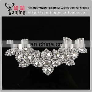 Professional Factory Rhinestone Bridal Applique Crystal Sash Bridal Applique Pearl Wedding Trim Bead thumbnail-4