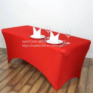 Red Rectangular Spandex Table Cover thumbnail-1