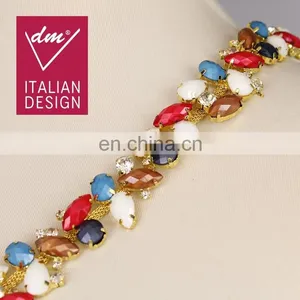 Hot Sale Colorful Rhinestone Chain Trim for Clothing thumbnail-1