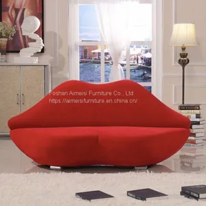 Modern Home Furniture Living Room Lip Shaped Sexy Red Lip Sofa thumbnail-1