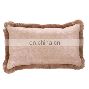 Factory Supply Waterproof Durable Blue Comfort Classics Flower Screen Printing Outdoor Pillows With Jute Fringes thumbnail-3