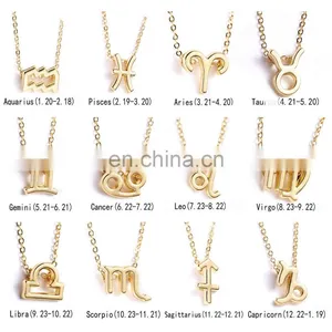 Wholesale Fashionable Female Elegant 12 Zodiac Sign Necklace Pendants Charm Gold Chain Choker Astrology Necklaces/ thumbnail-5
