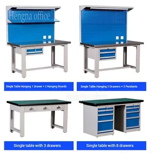 Durable Garage Work Bench: Heavy Gauge Steel, 50mm Anti-Static Top, and Multi-Tier Tool Cabinet - Ideal for Metalworking Workshops. thumbnail-2