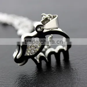 High Quality Stainless Steel Cute Elephant Necklace Diamond Elephant Pendant Necklace Wholesale thumbnail-4