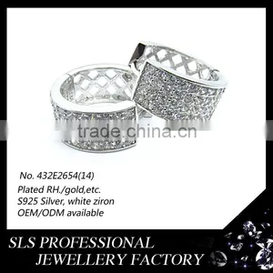 2015 Fashion Design Sterling Silver Stamped 925 Hiphop Cubic Zirconia Earrings for Women thumbnail-6