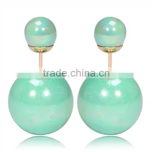2016 Fashion Jewellery Trends Korea Colorful Double Ball Designs Stud Earrings thumbnail-5